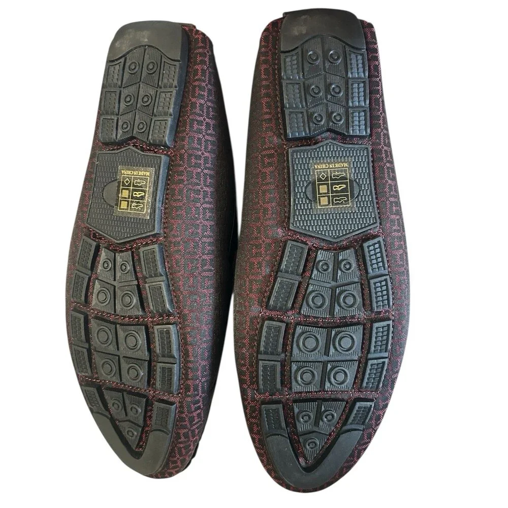 Royal Shoes Mens  Loafer Moccasin Driving Burgundy Black Geo Casual Size 12
